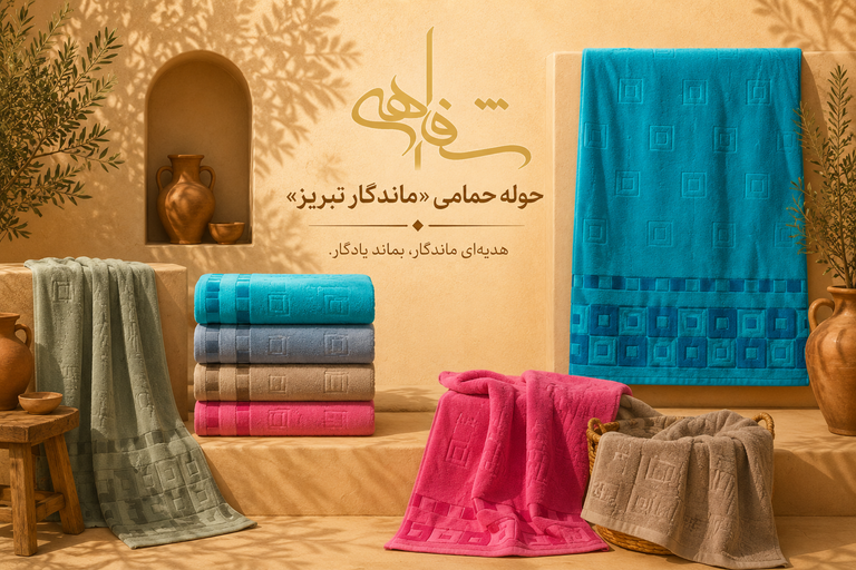 تصویر حوله حمامی ماندگار تبریز 100٪ کتان با آبگیری فوقالعاده