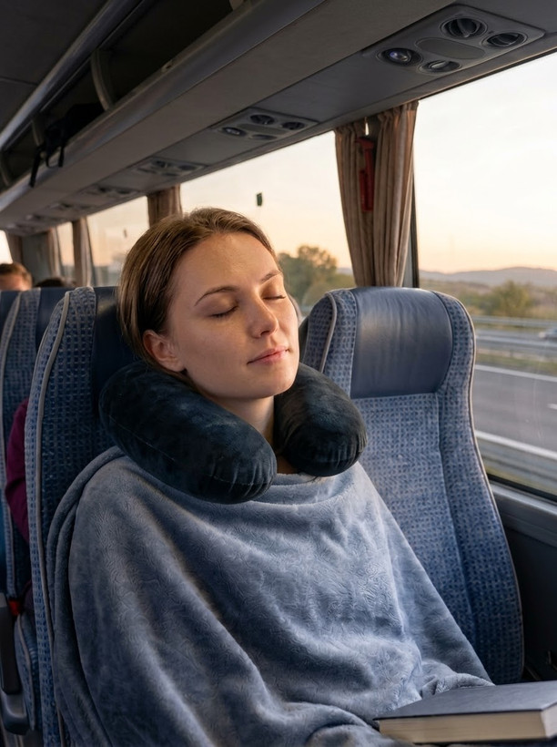 بالش دور گردنی طبی مموری فوم Comfy Life مدل Travel Pillow با طراحی ارگونومیک و پشتی مسطح